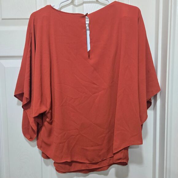 White House Black Market Rust Orange Keyhole Blouse S - Picture 6 of 7